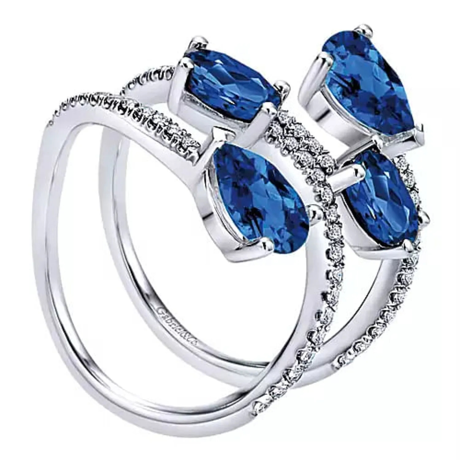 Gabriel & Co. Blue Sapphire & Diamond Right Hand Ring