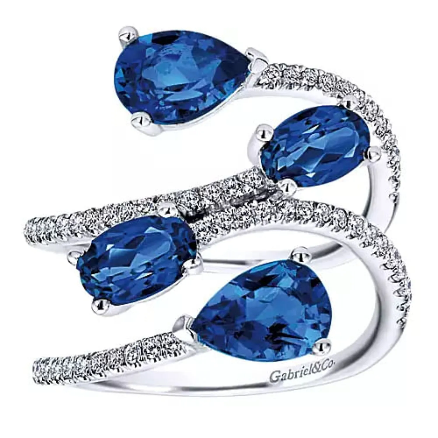 Gabriel & Co. Blue Sapphire & Diamond Right Hand Ring
