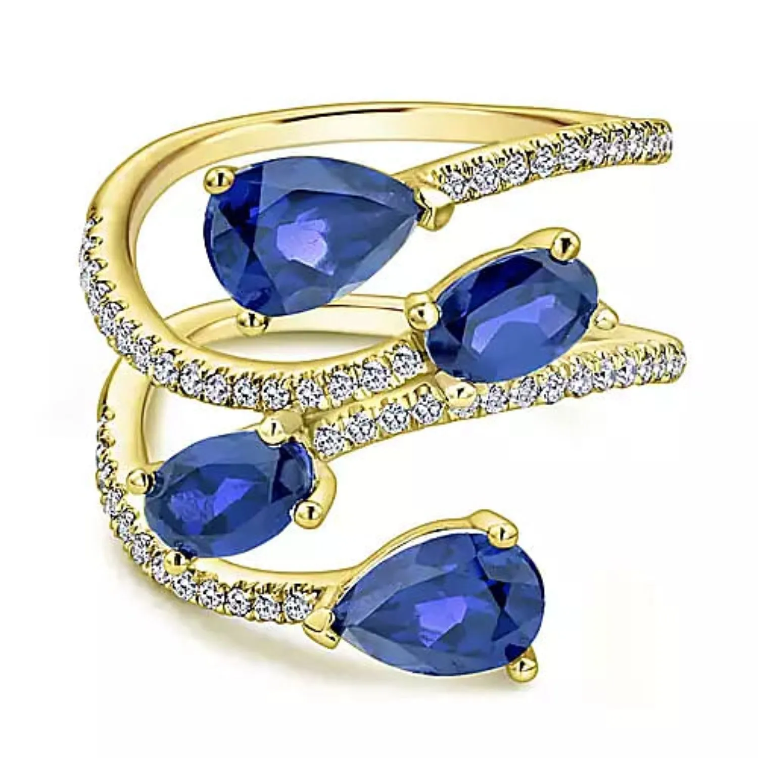 Gabriel & Co. Blue Sapphire & Diamond Right Hand Ring