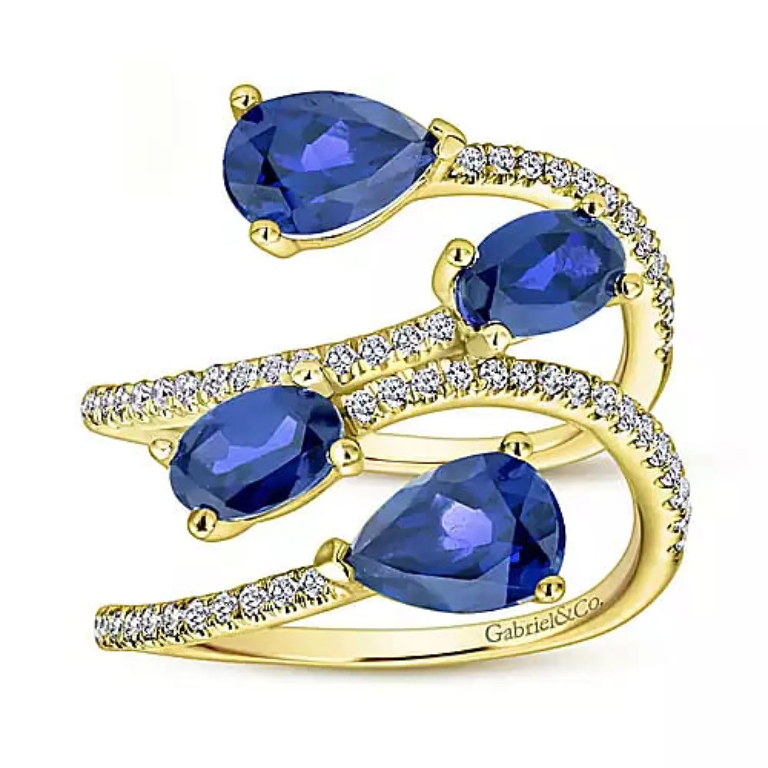 Gabriel & Co. Blue Sapphire & Diamond Right Hand Ring