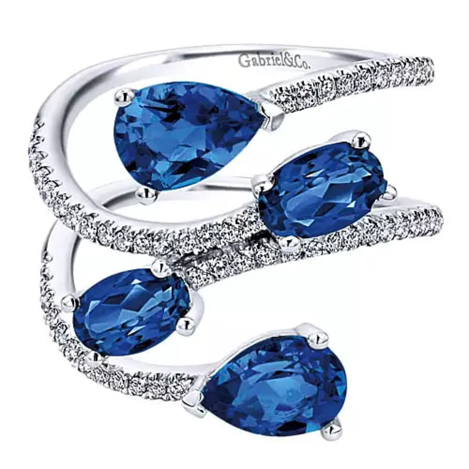 Gabriel & Co. Blue Sapphire & Diamond Right Hand Ring
