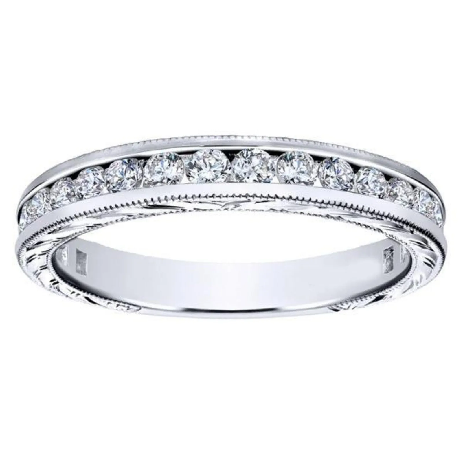 Gabriel & Co. "Abby" Matching Engraved Diamond Wedding Band