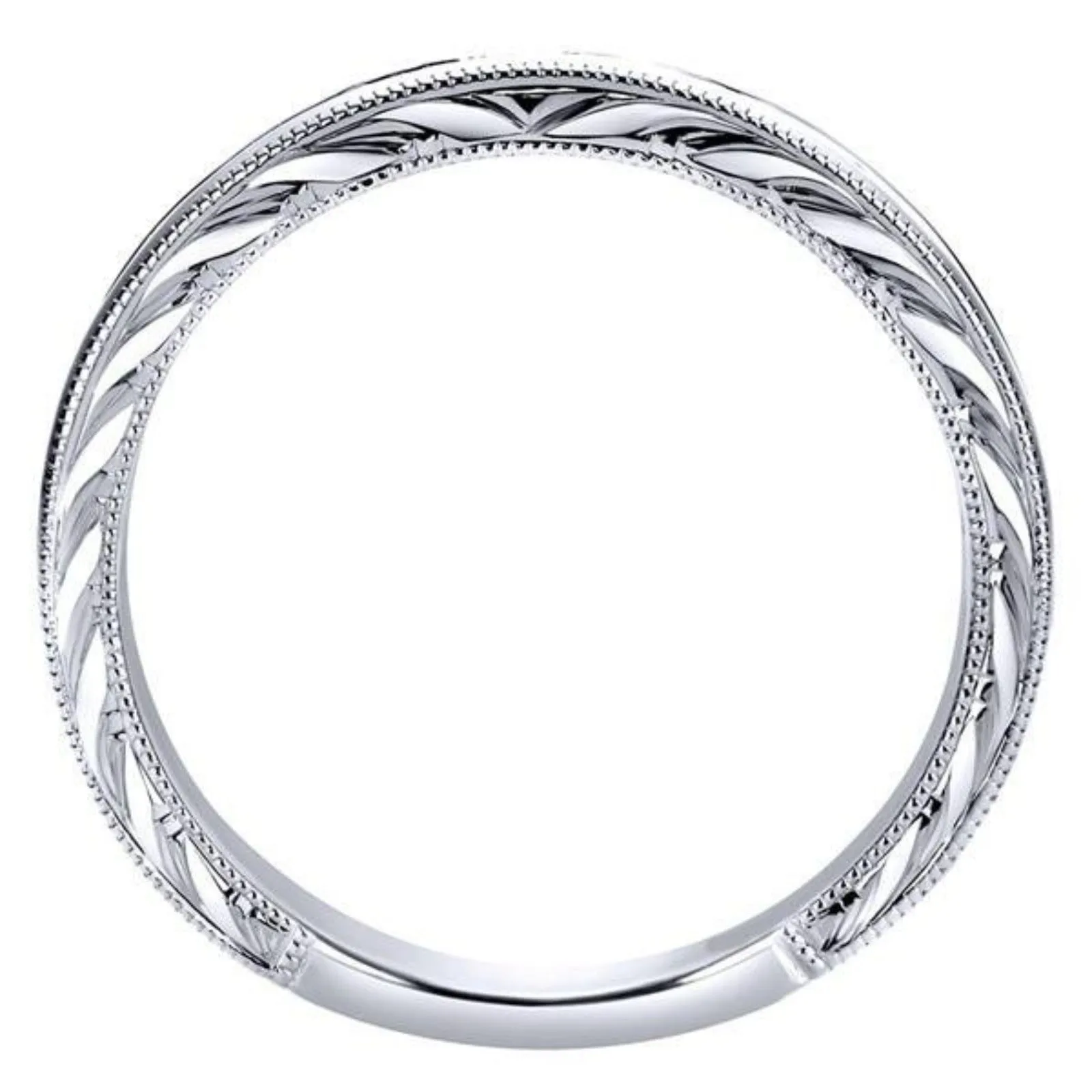 Gabriel & Co. "Abby" Matching Engraved Diamond Wedding Band