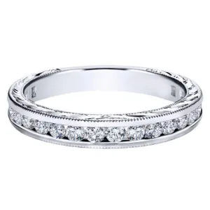 Gabriel & Co. "Abby" Matching Engraved Diamond Wedding Band
