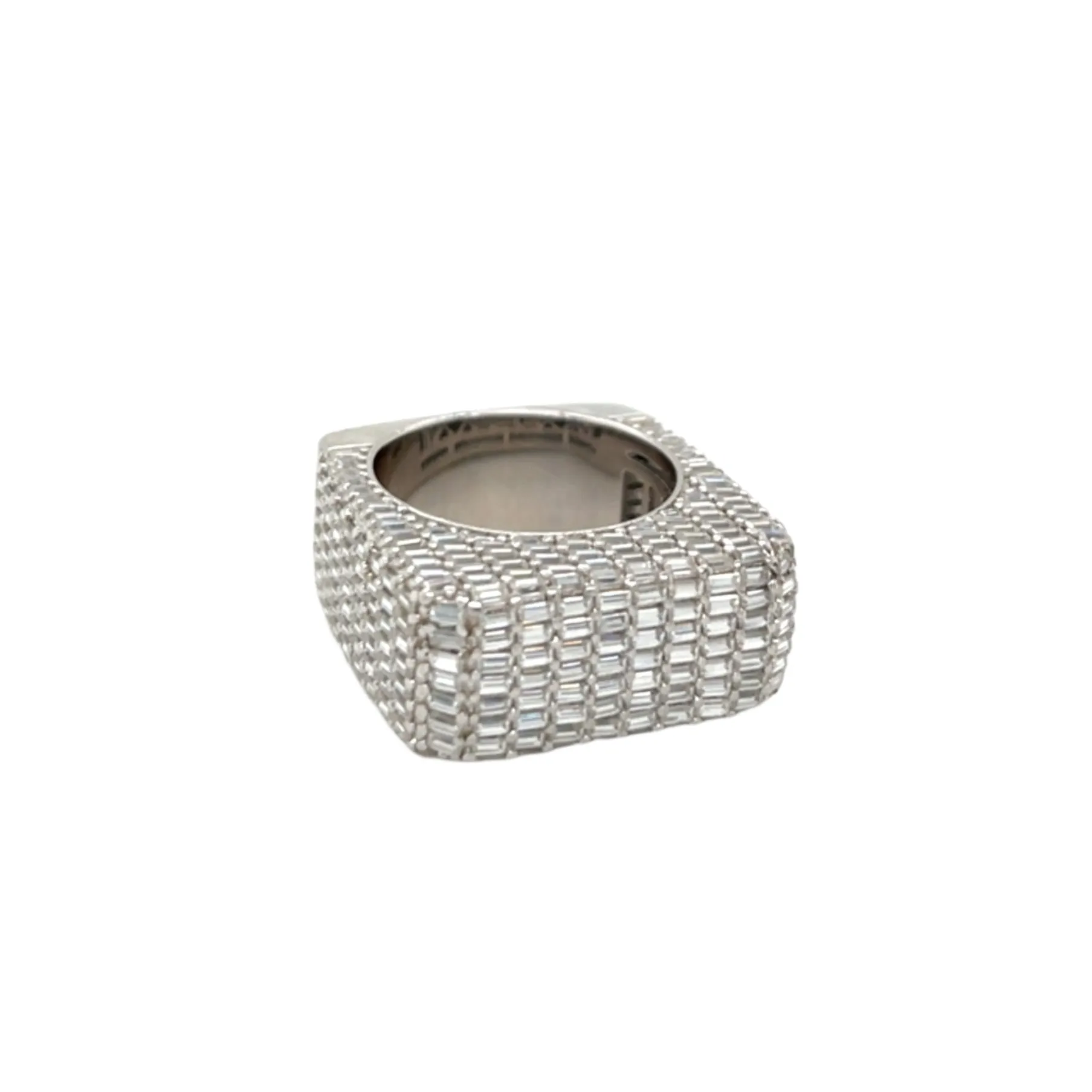 Geometric Elegance Emerald-Cut Lab-Created Moissanite Ring Sterling Silver - M105589