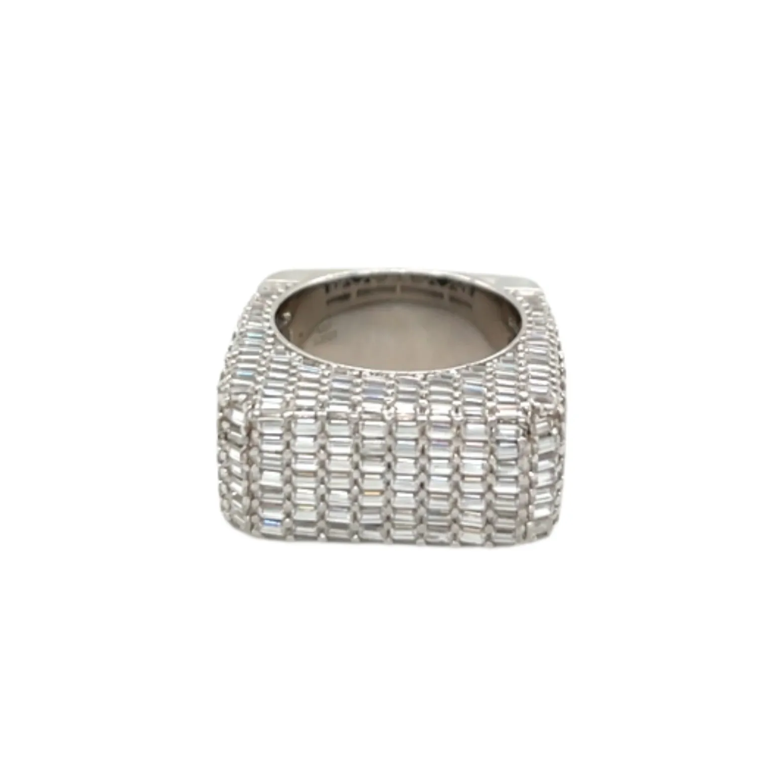 Geometric Elegance Emerald-Cut Lab-Created Moissanite Ring Sterling Silver - M105589