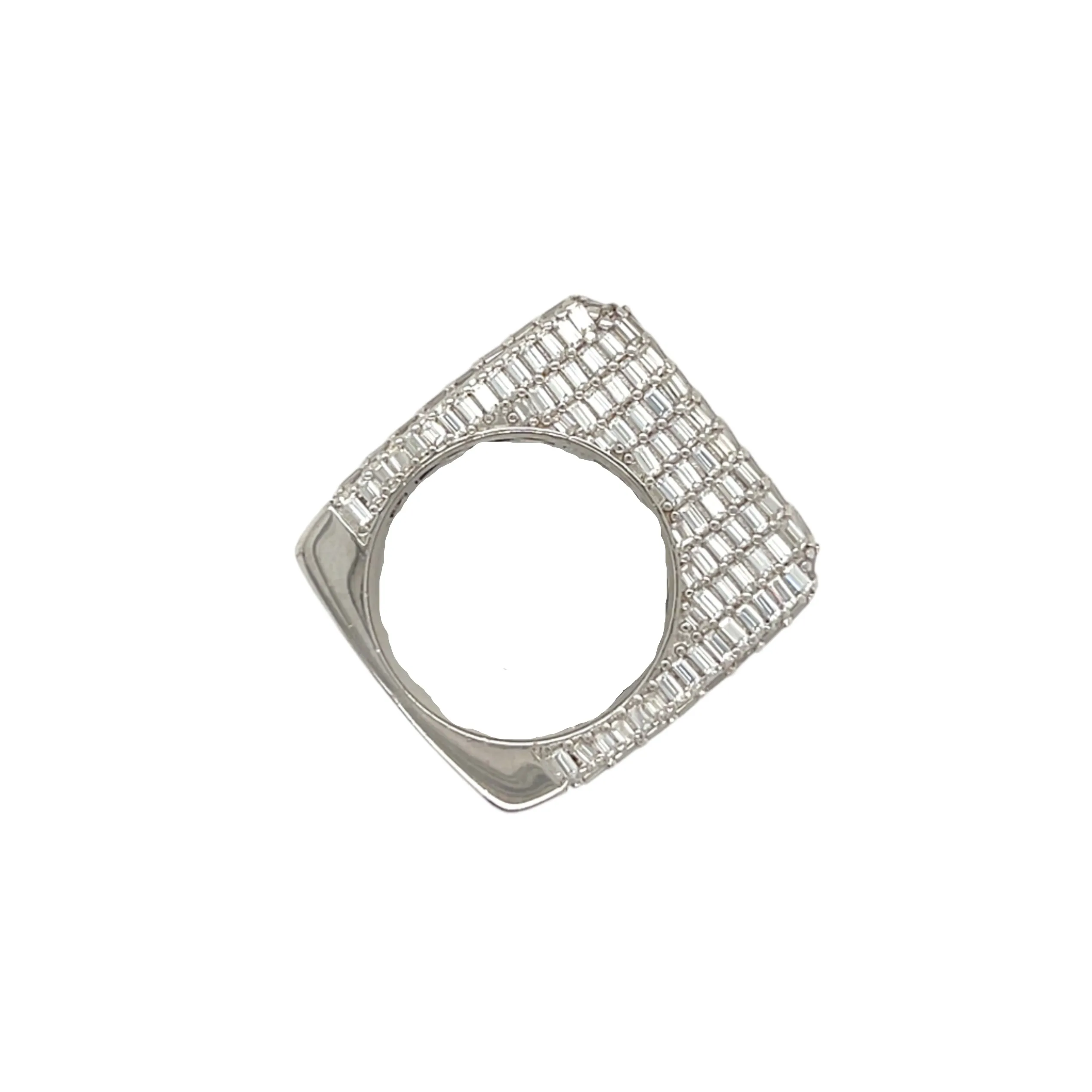 Geometric Elegance Emerald-Cut Lab-Created Moissanite Ring Sterling Silver - M105589