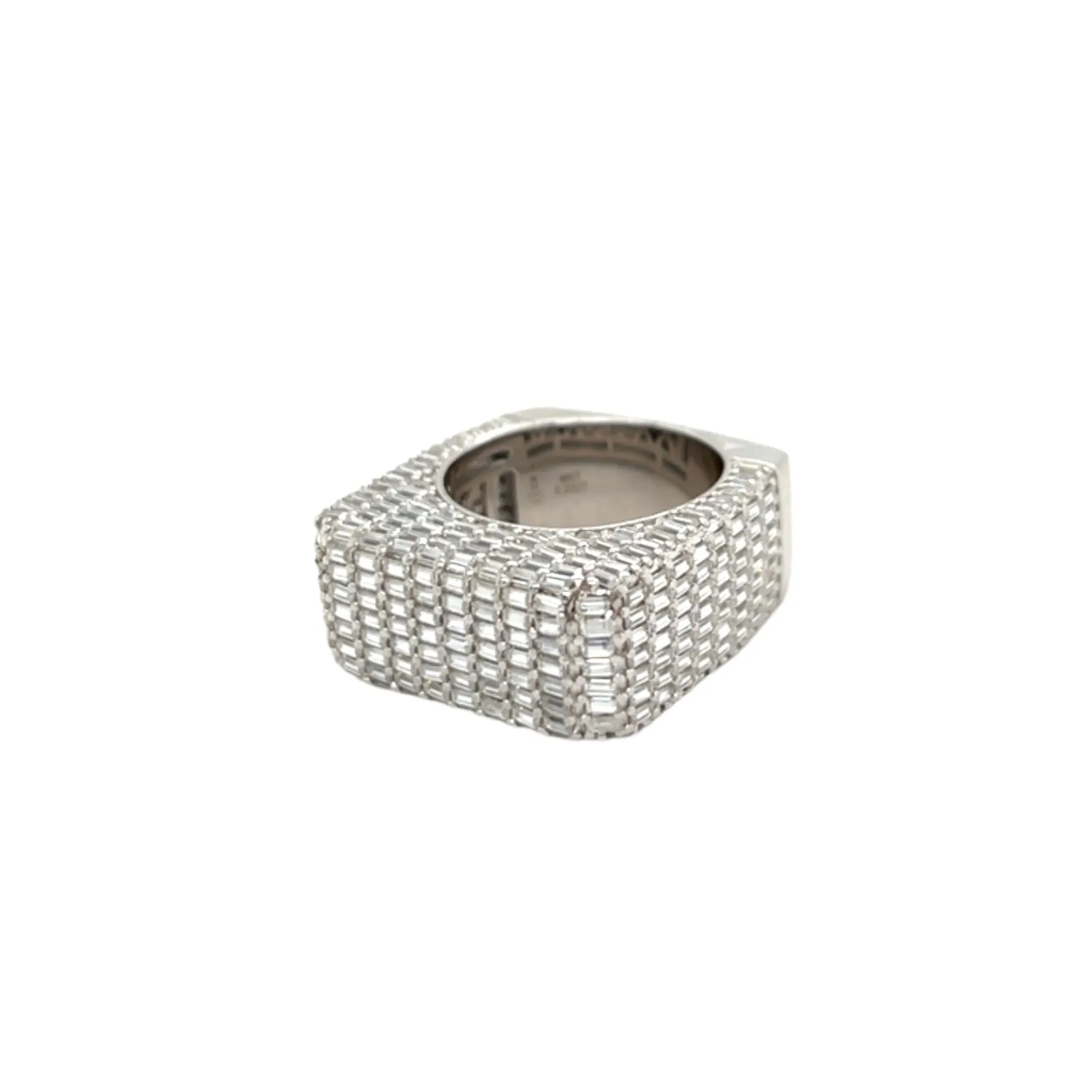 Geometric Elegance Emerald-Cut Lab-Created Moissanite Ring Sterling Silver - M105589
