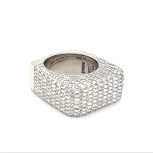 Geometric Elegance Emerald-Cut Lab-Created Moissanite Ring Sterling Silver - M105589
