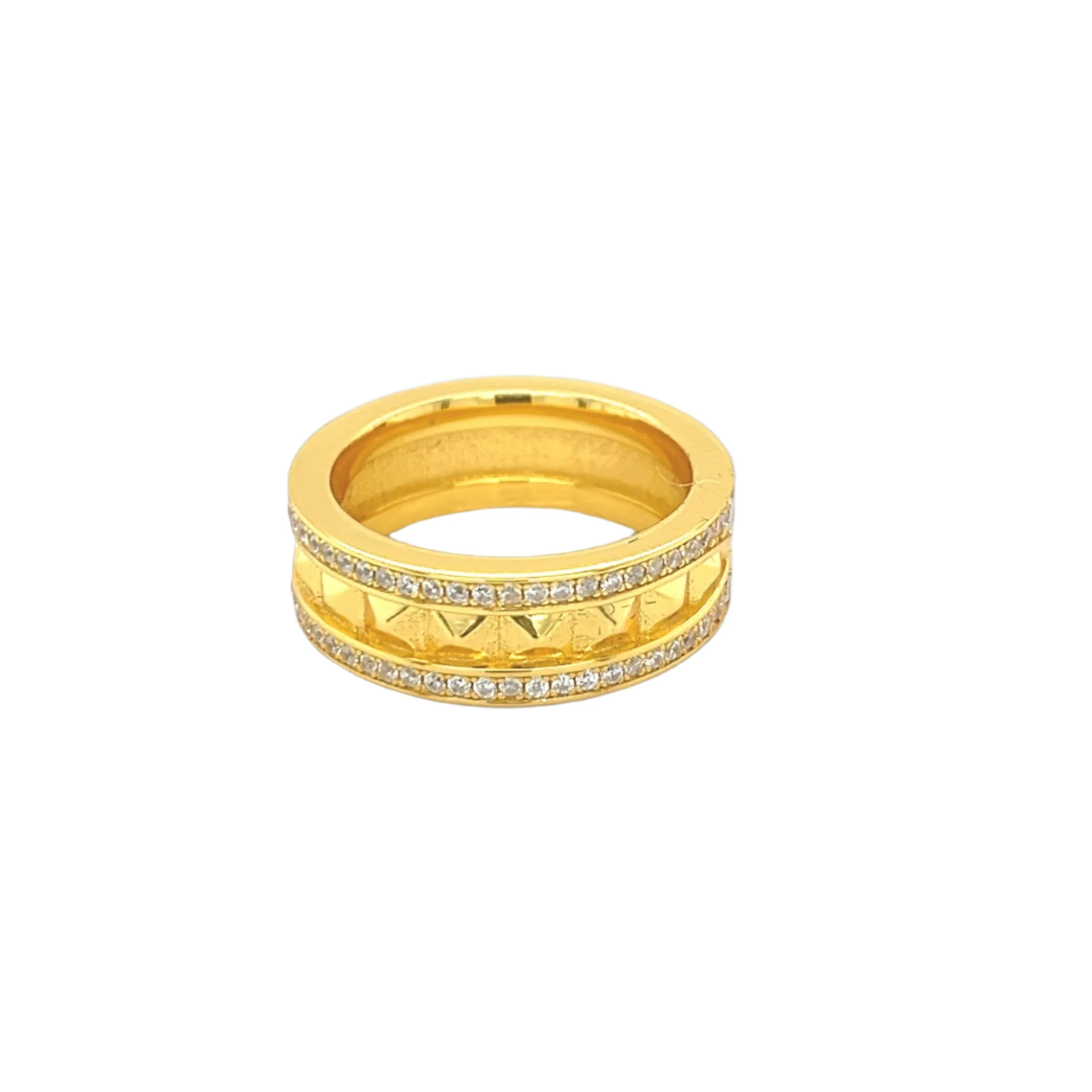 Geometric Elegance Silver Band with Sparkling Cubic Zirconia - C102829