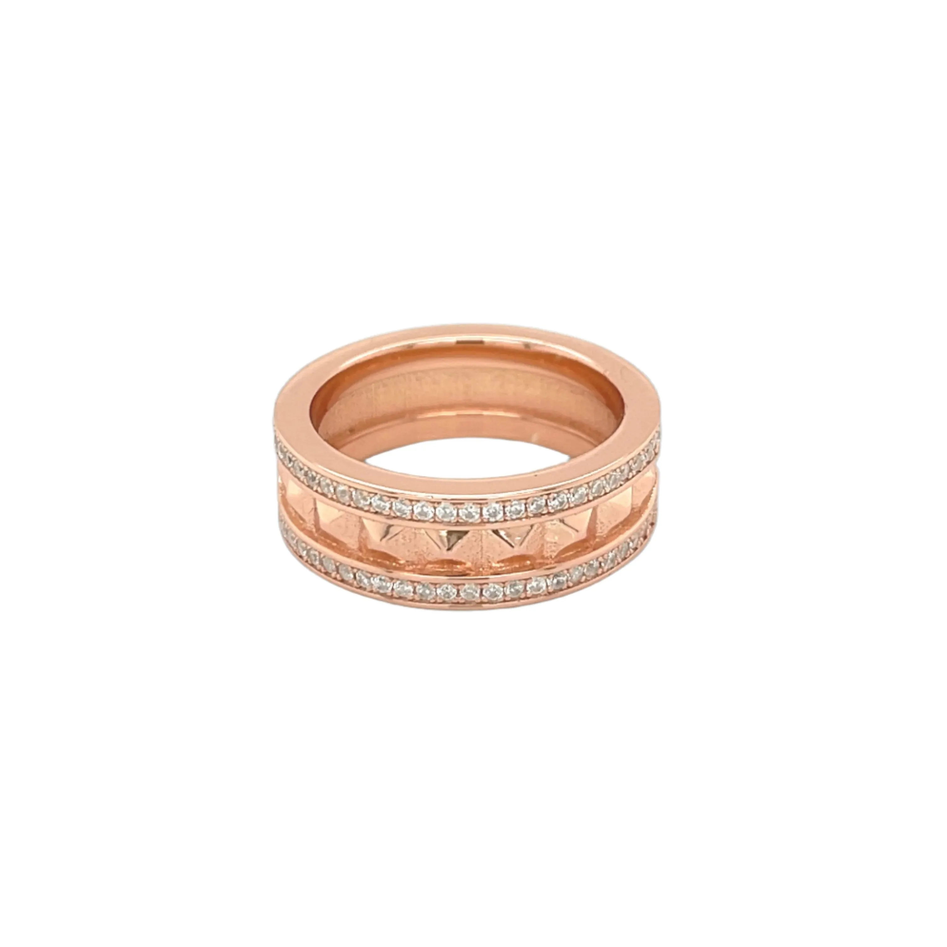 Geometric Elegance Silver Band with Sparkling Cubic Zirconia - C102829