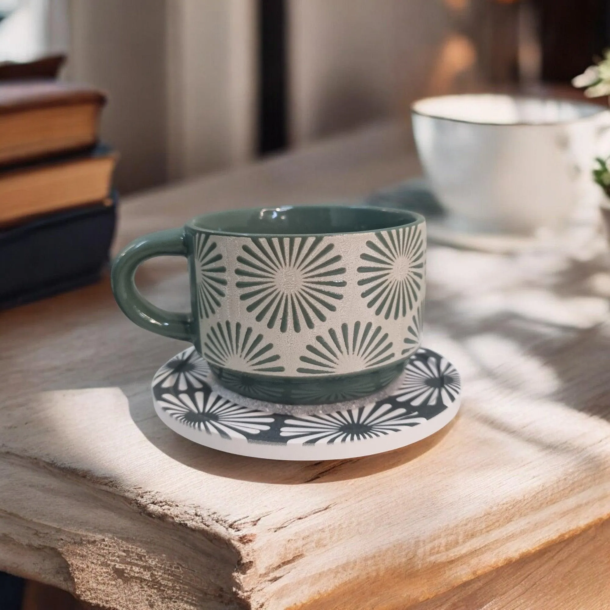 Geometric Pattern Series - Ceramic Mugs with Coasters