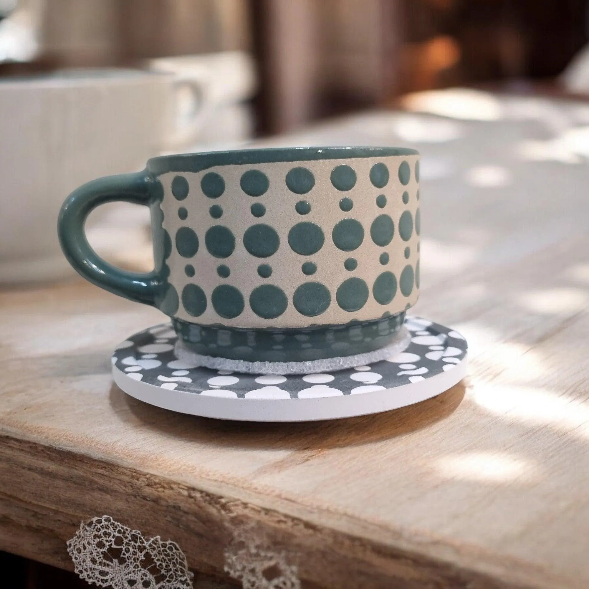 Geometric Pattern Series - Ceramic Mugs with Coasters