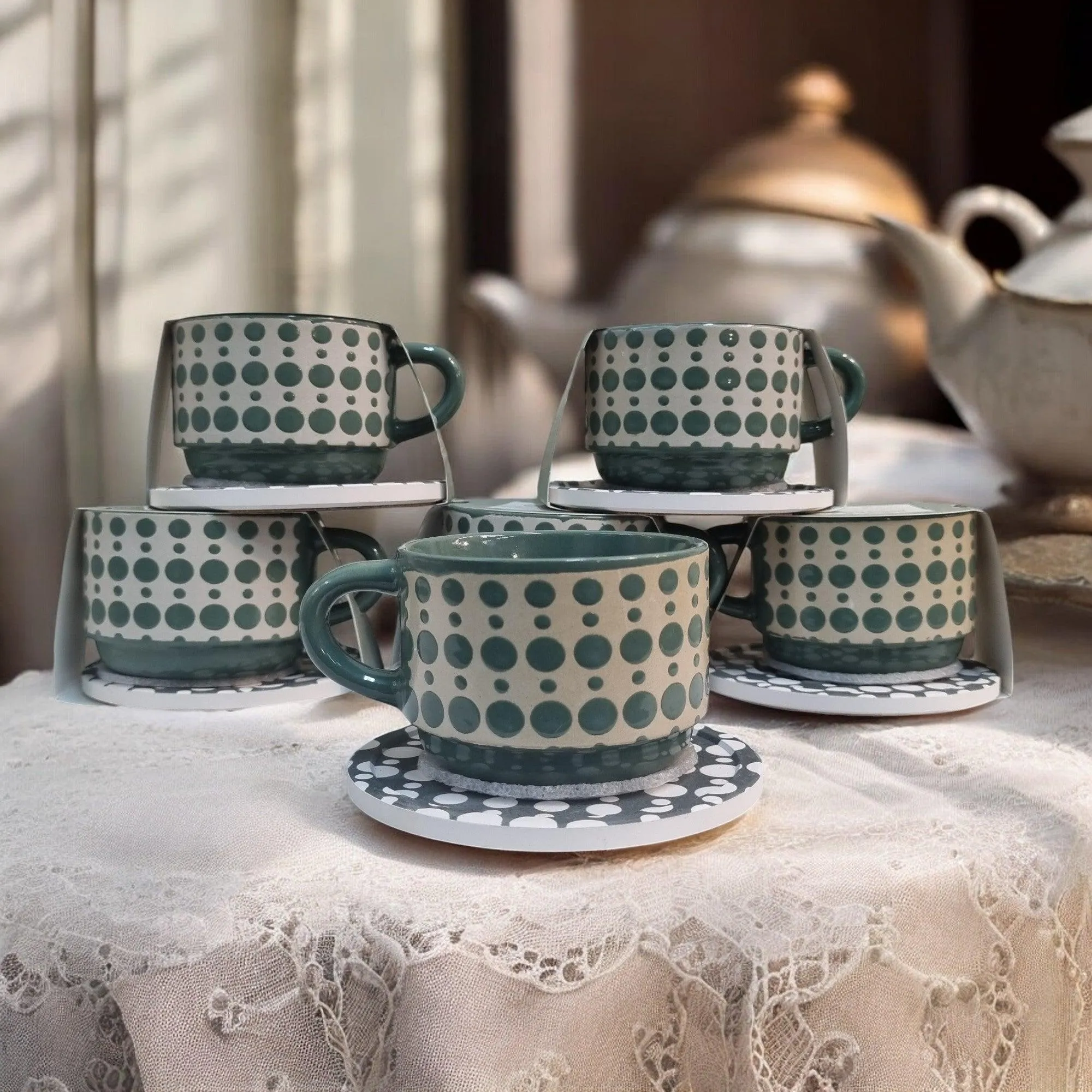 Geometric Pattern Series - Ceramic Mugs with Coasters