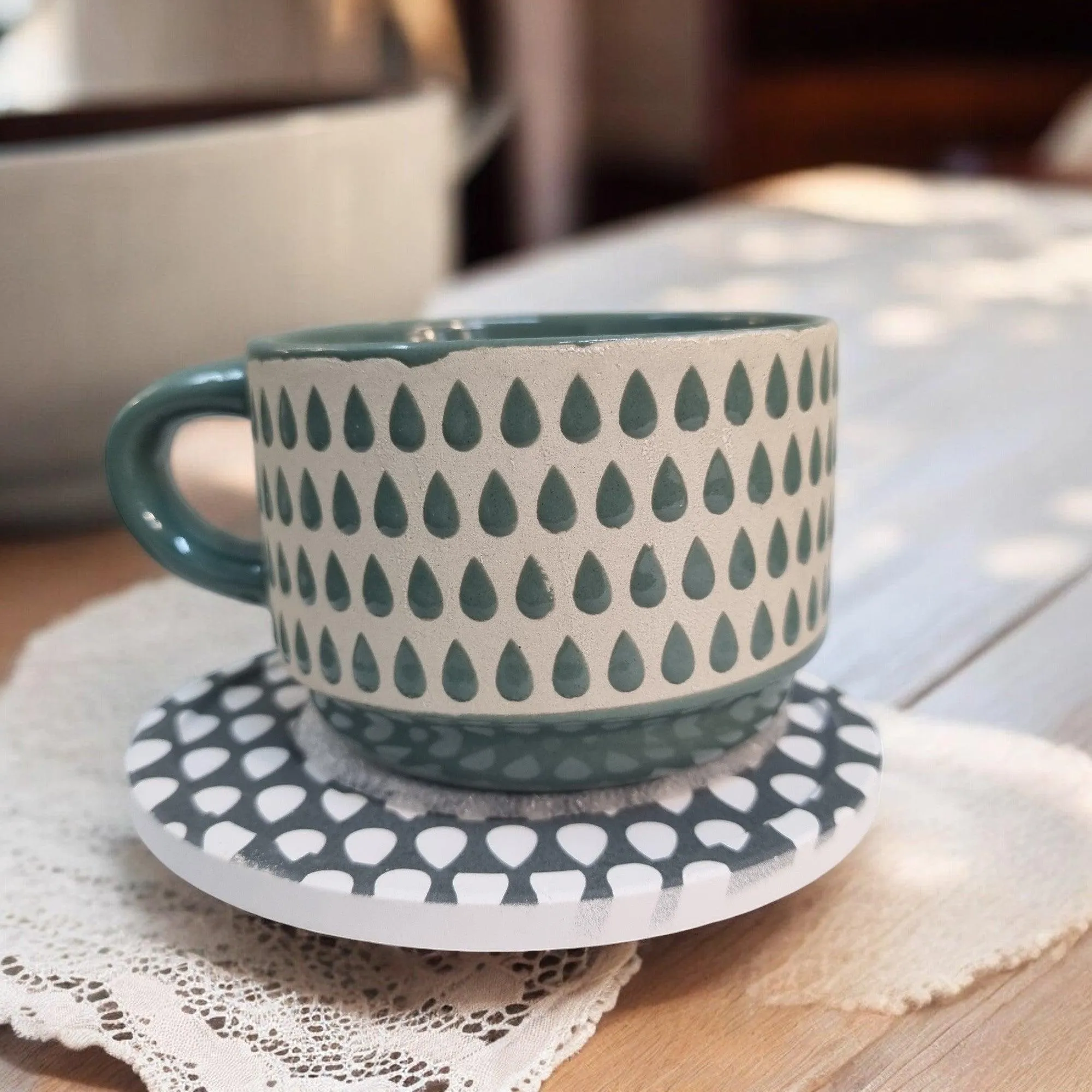 Geometric Pattern Series - Ceramic Mugs with Coasters
