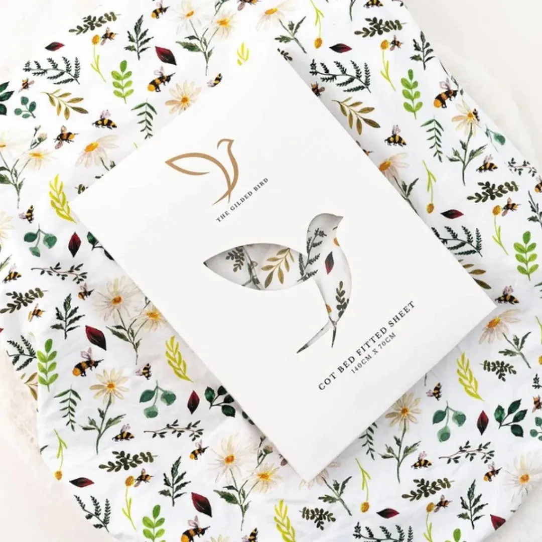Gilded Bird Fitted Cotbed Sheet - Wild Bee