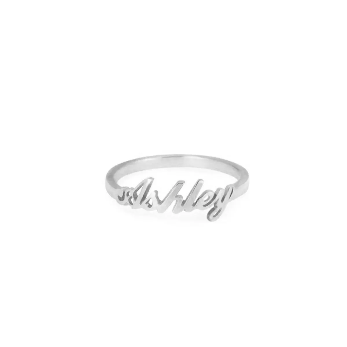 Gold Script Name Ring