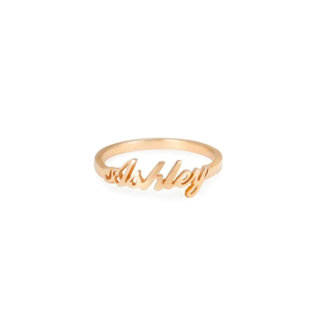 Gold Script Name Ring