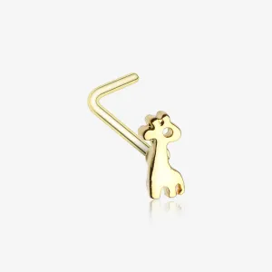Golden Adorable Dainty Giraffe L-Shaped Nose Ring