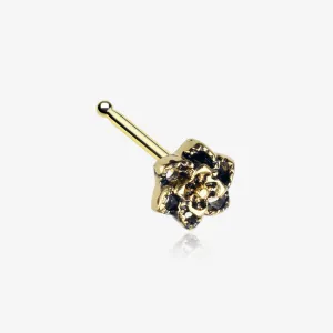 Golden Camellia Flower Filigree Icon Nose Stud Ring