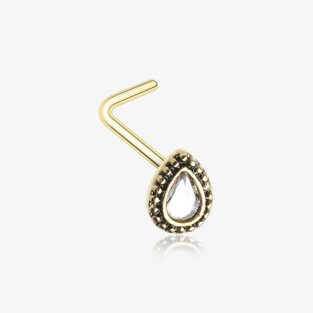 Golden Chakra Sparkle L-Shaped Nose Ring