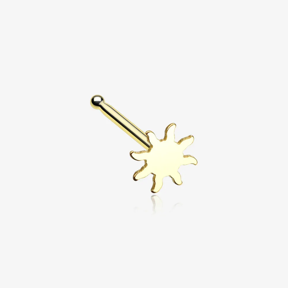 Golden Dainty Blazing Sun Icon Nose Stud Ring