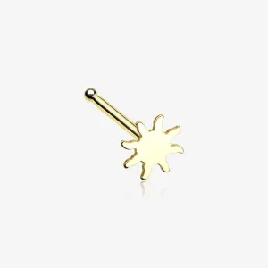 Golden Dainty Blazing Sun Icon Nose Stud Ring