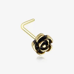 Golden Vintage Rose Icon L-Shaped Nose Ring