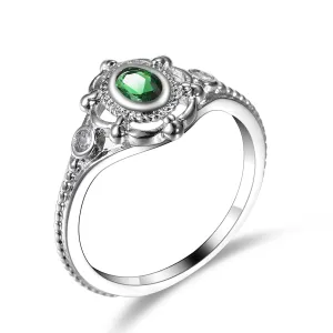 Green Crystal & Cubic Zirconia Oval Ring