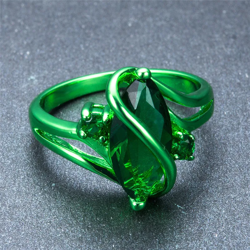 Green Gold Nature Zircon Ring