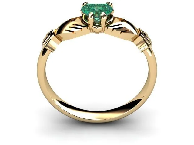 GREEN QUARTZ 14K Gold Claddagh Ring <font color="#FF0000"> IN STOCK!  Ships in 48 Hours!</font>
