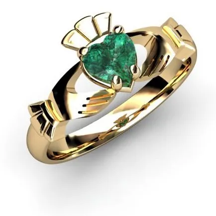GREEN QUARTZ 14K Gold Claddagh Ring <font color="#FF0000"> IN STOCK!  Ships in 48 Hours!</font>