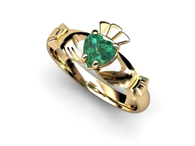 GREEN QUARTZ 14K Gold Claddagh Ring <font color="#FF0000"> IN STOCK!  Ships in 48 Hours!</font>