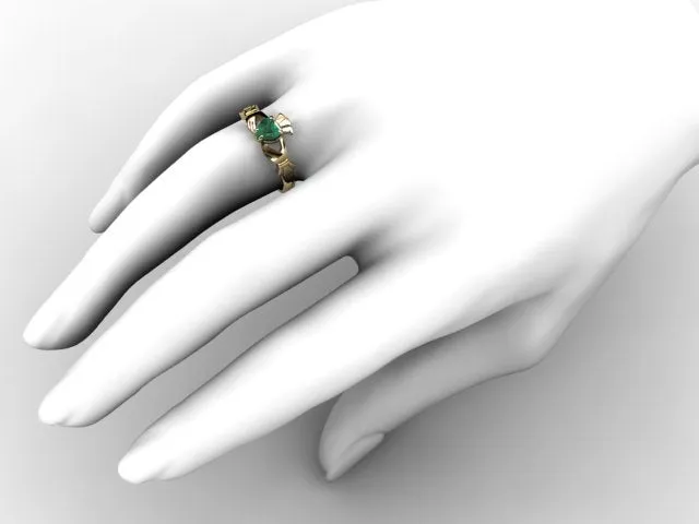 GREEN QUARTZ 14K Gold Claddagh Ring <font color="#FF0000"> IN STOCK!  Ships in 48 Hours!</font>