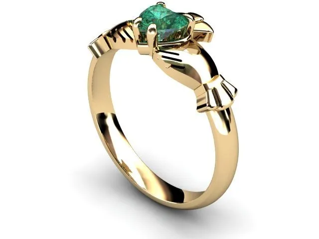GREEN QUARTZ 14K Gold Claddagh Ring <font color="#FF0000"> IN STOCK!  Ships in 48 Hours!</font>