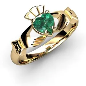 GREEN QUARTZ 14K Gold Claddagh Ring <font color="#FF0000"> IN STOCK!  Ships in 48 Hours!</font>