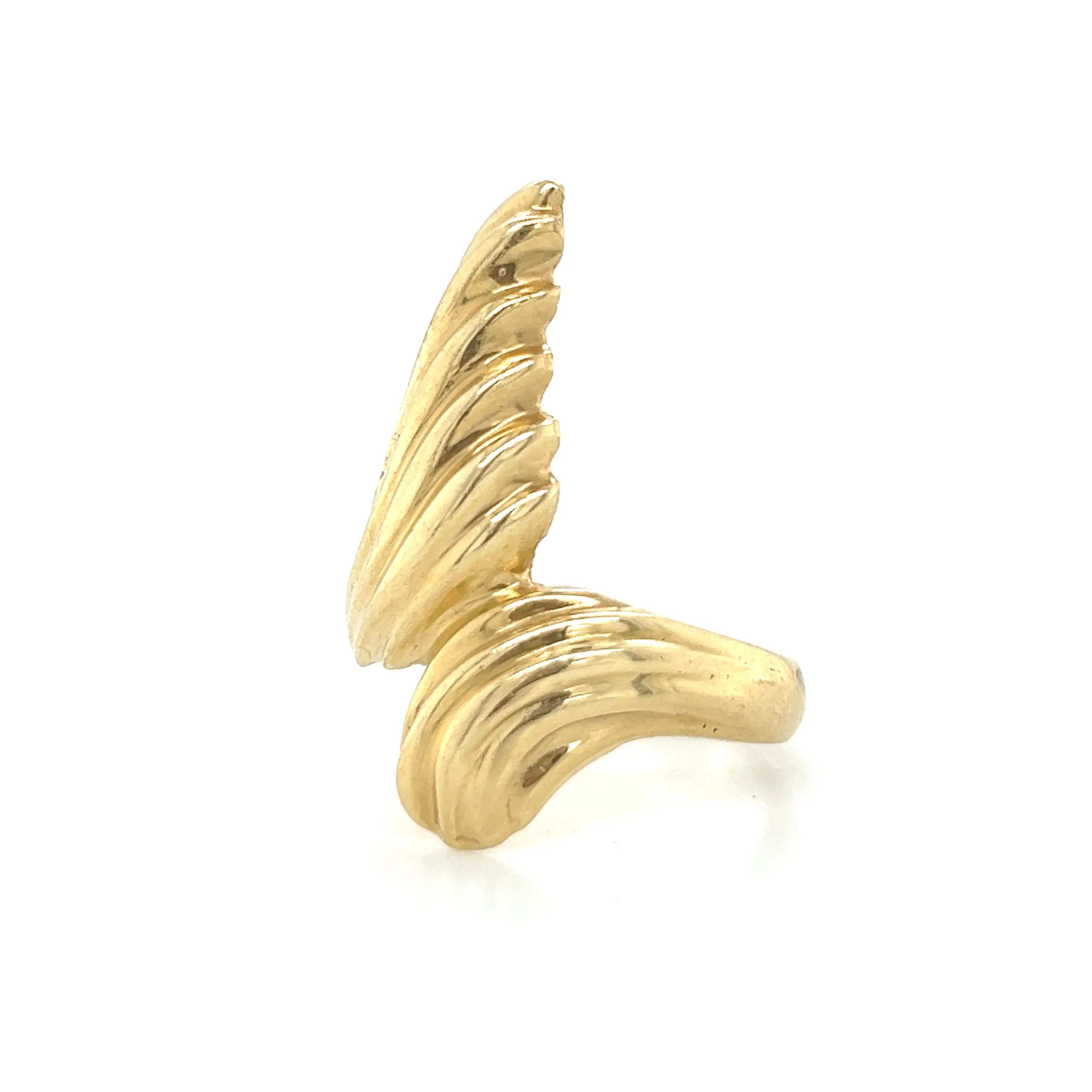 Grooved Bypass Statement Ring 14k