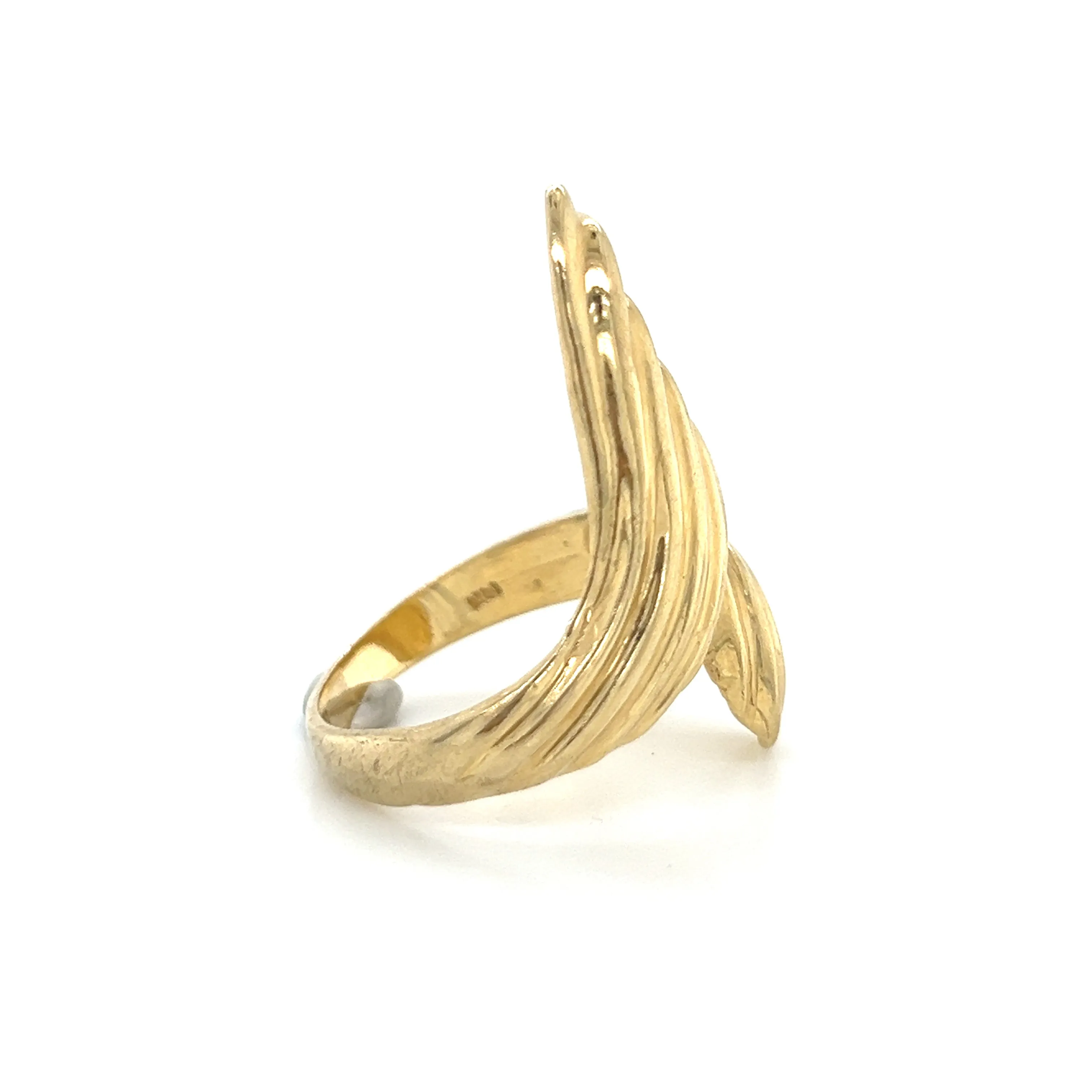 Grooved Bypass Statement Ring 14k