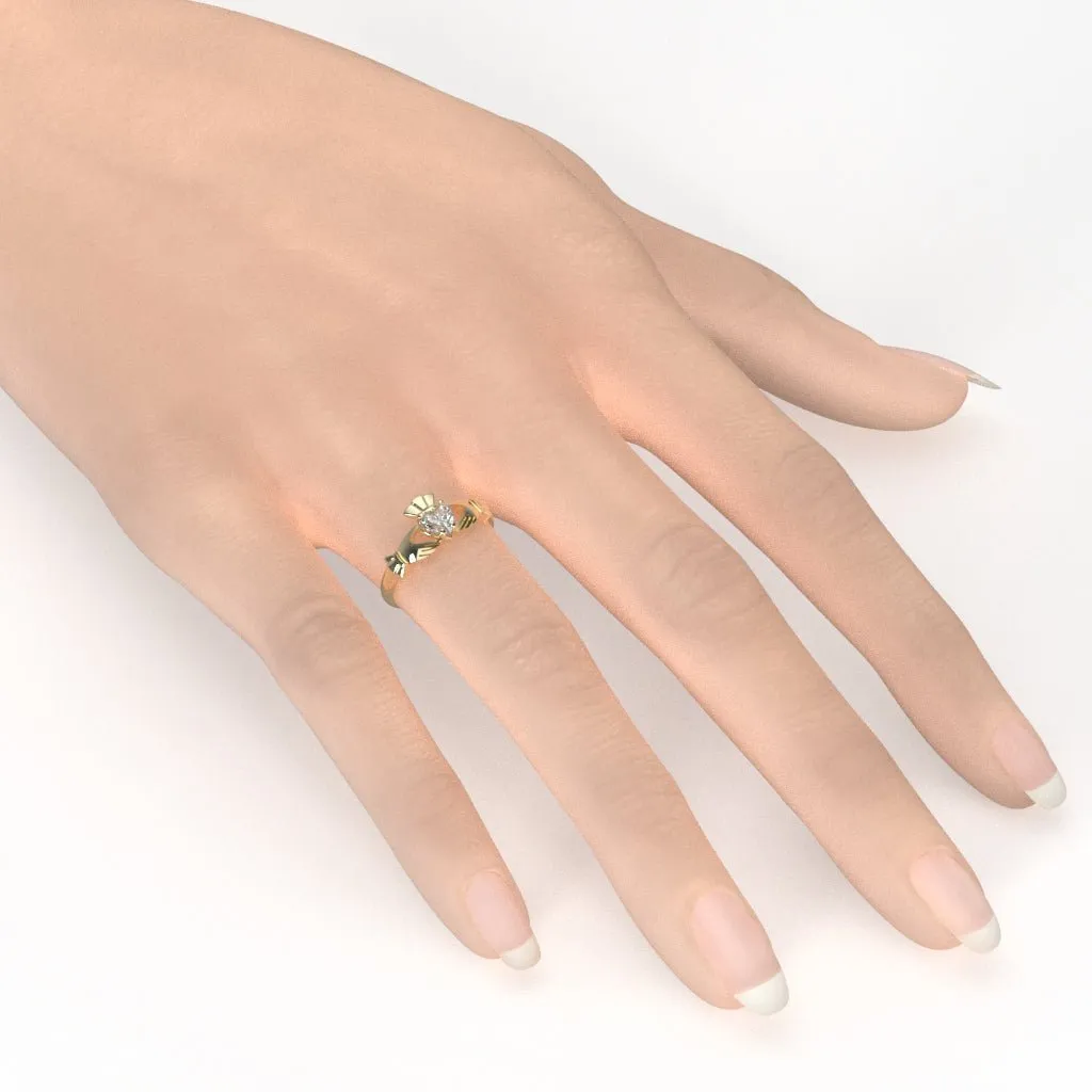 Half Carat Lab-Created Diamond - 14K YELLOW Gold Claddagh Ring