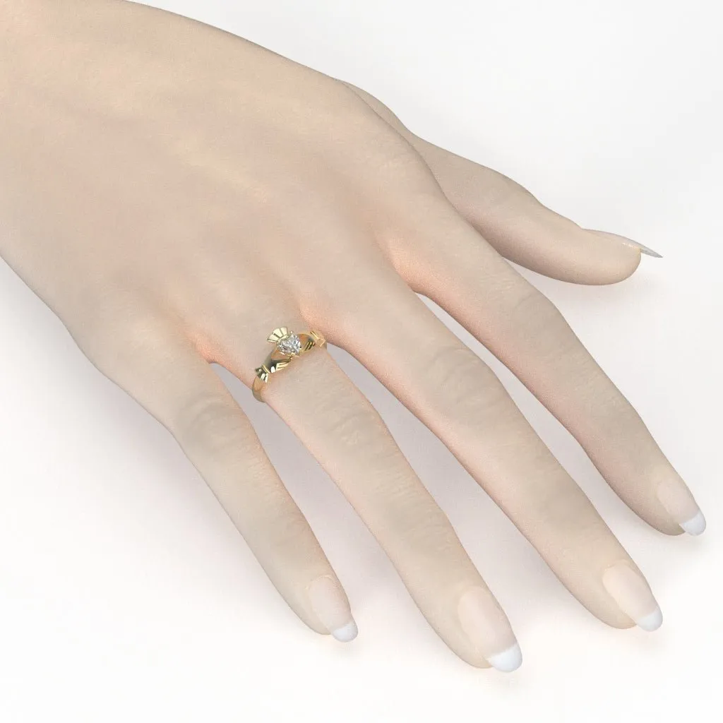 Half Carat Lab-Created Diamond - 14K YELLOW Gold Claddagh Ring