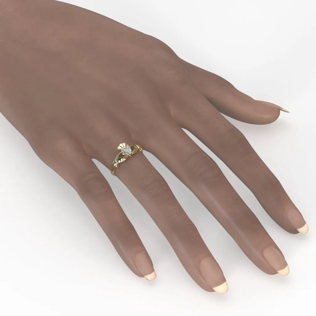 Half Carat Lab-Created Diamond - 14K YELLOW Gold Claddagh Ring