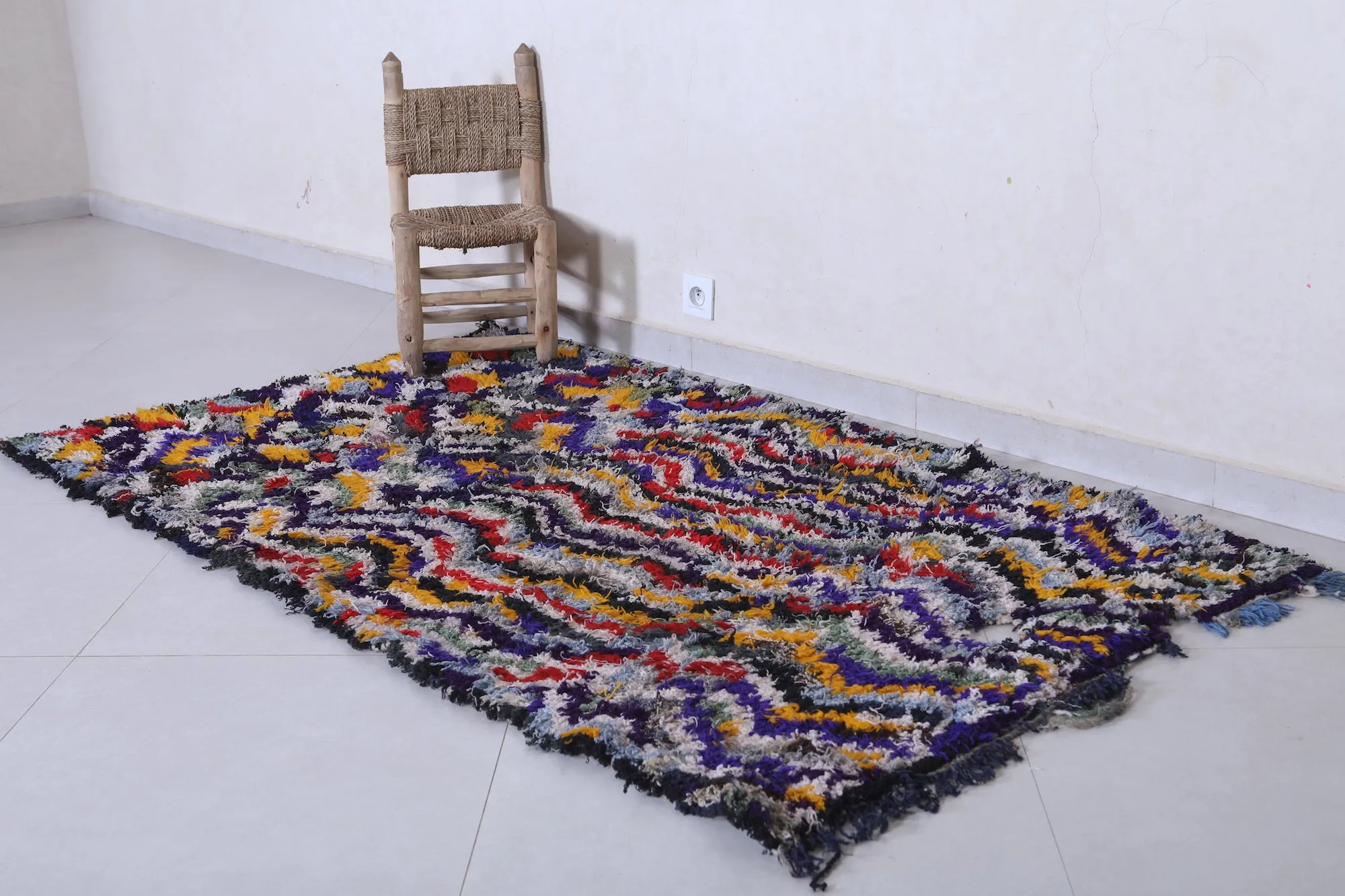 Handwoven Moroccan Rug in Abstract Patterns – 3.7 x 6.3 ft