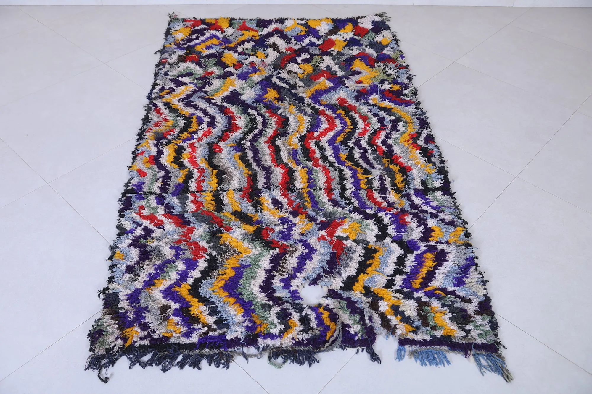 Handwoven Moroccan Rug in Abstract Patterns – 3.7 x 6.3 ft