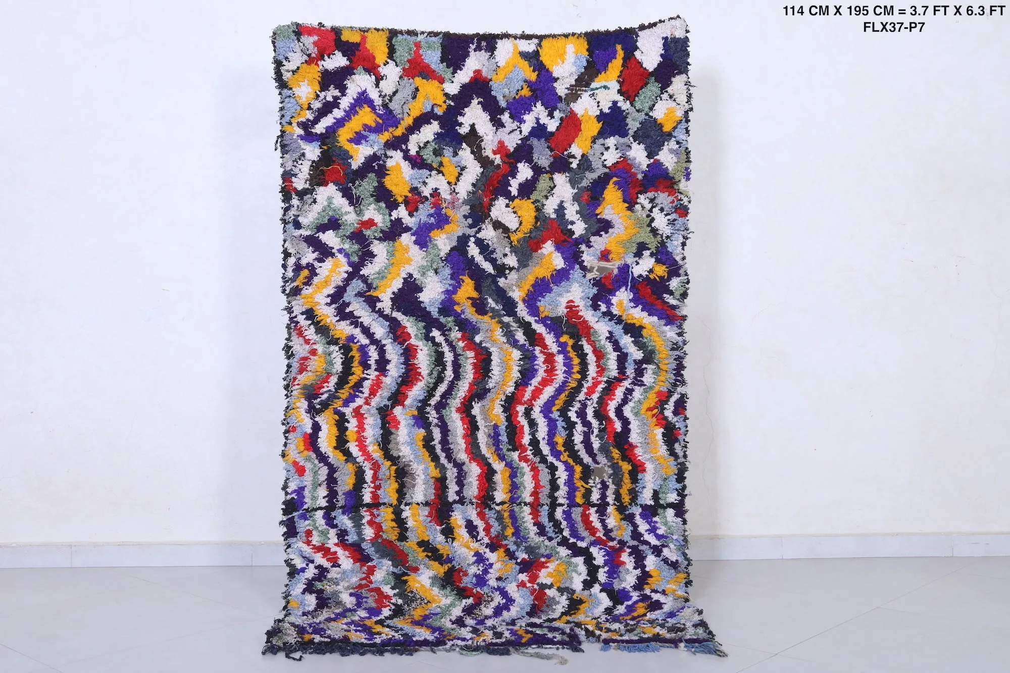 Handwoven Moroccan Rug in Abstract Patterns – 3.7 x 6.3 ft