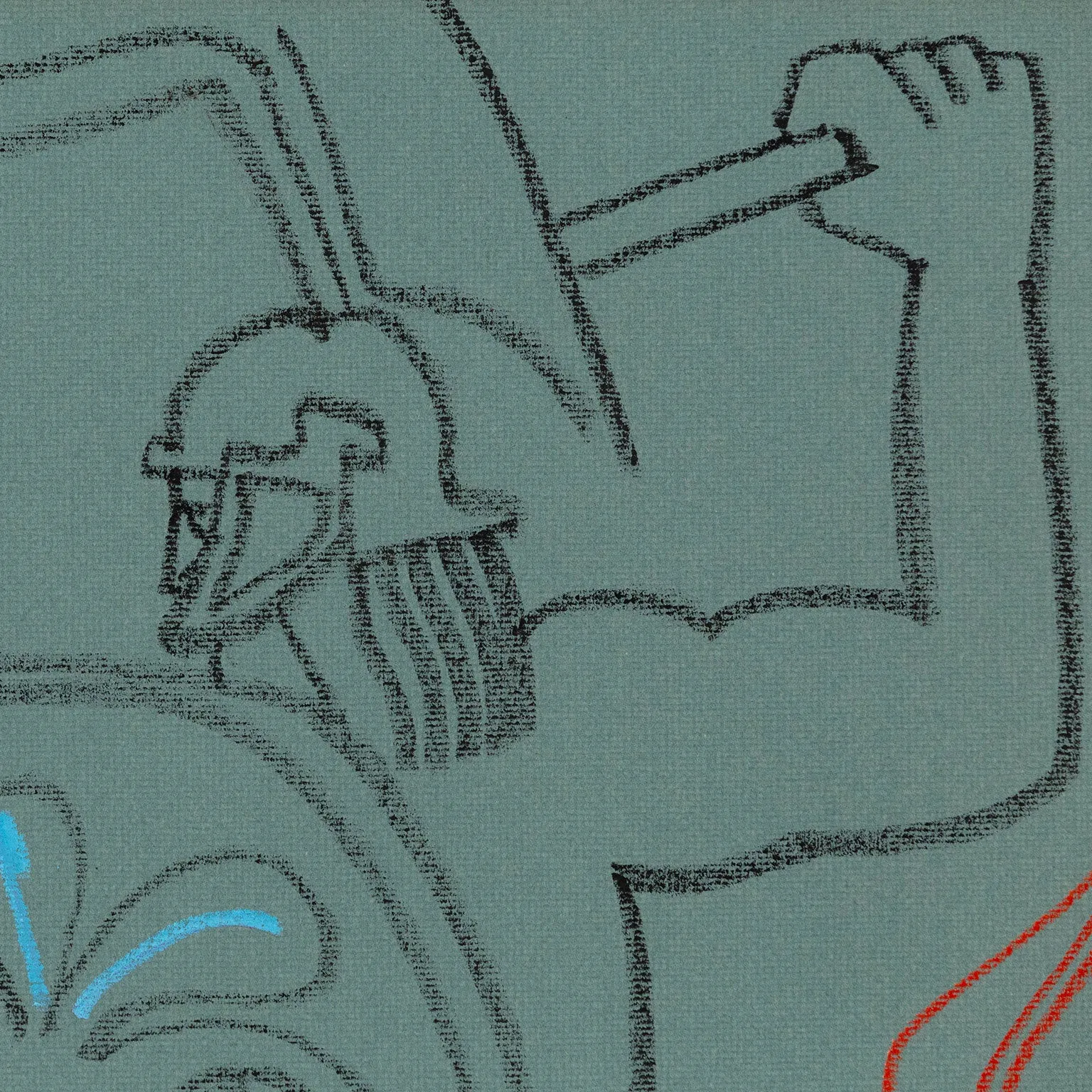 HAROLD TOWN "CADMUS SLAYING A DRAGON" MIXED MEDIA DRAWING, 1976