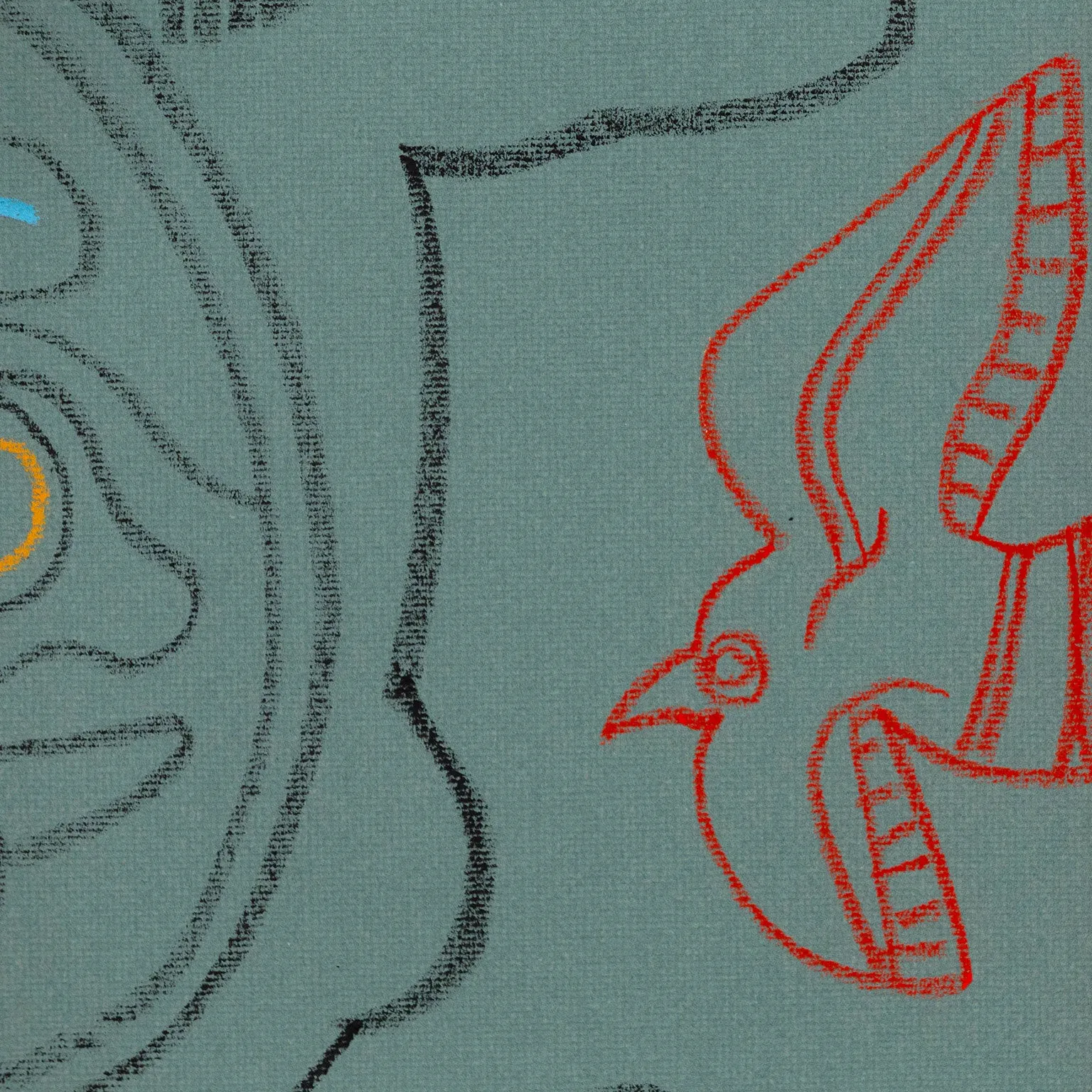 HAROLD TOWN "CADMUS SLAYING A DRAGON" MIXED MEDIA DRAWING, 1976