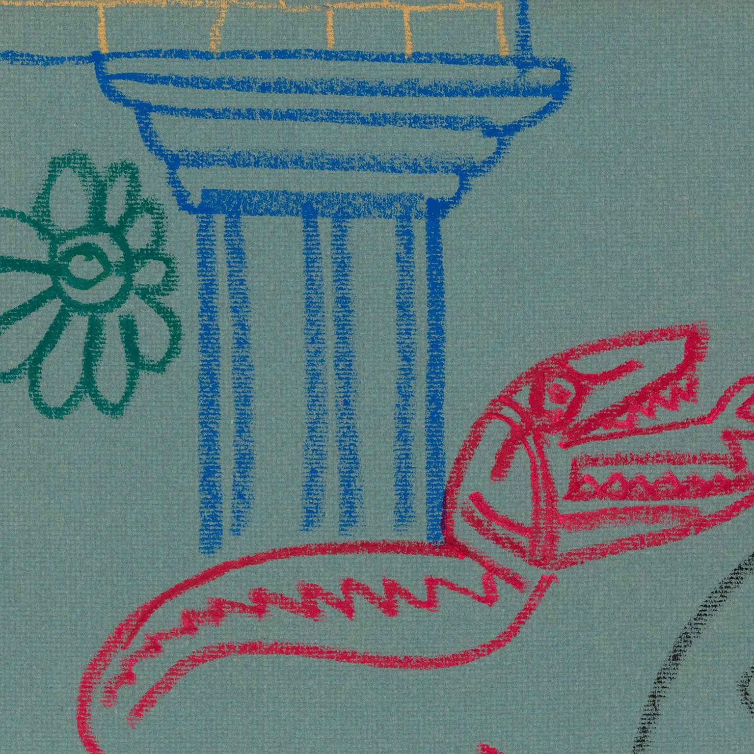 HAROLD TOWN "CADMUS SLAYING A DRAGON" MIXED MEDIA DRAWING, 1976