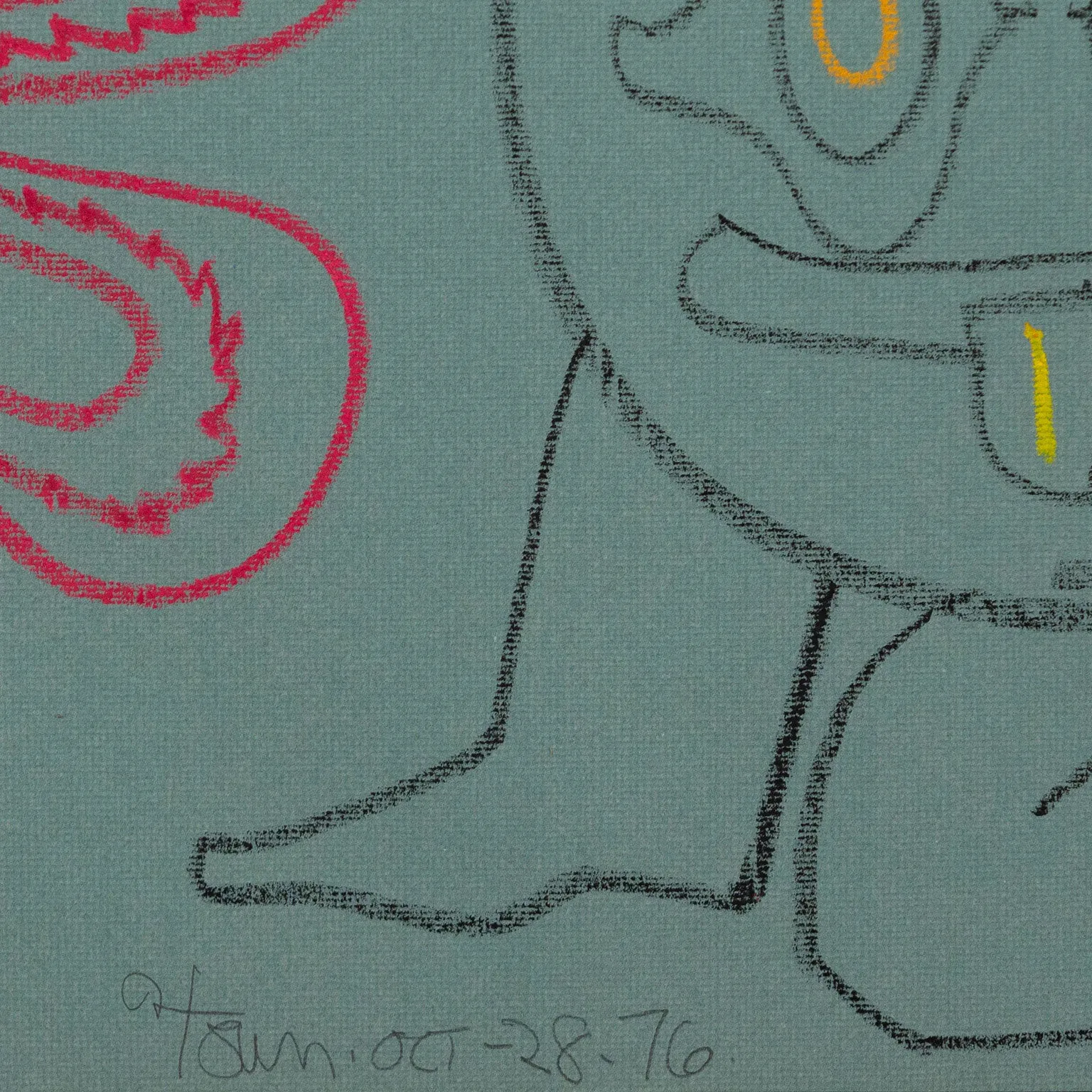 HAROLD TOWN "CADMUS SLAYING A DRAGON" MIXED MEDIA DRAWING, 1976