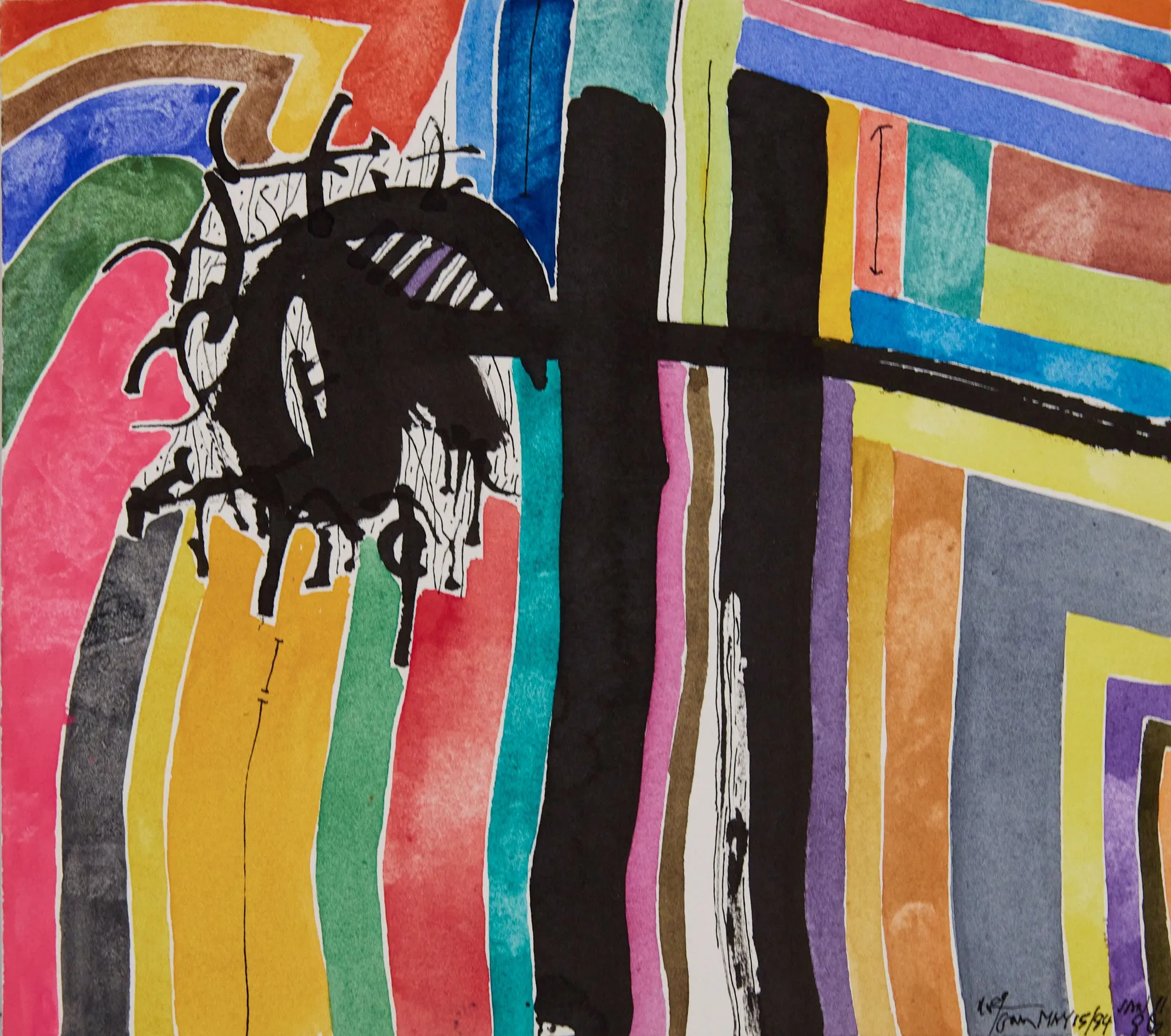 HAROLD TOWN "CHOICE BETWEEN TENTS" MIXED MEDIA, 1986