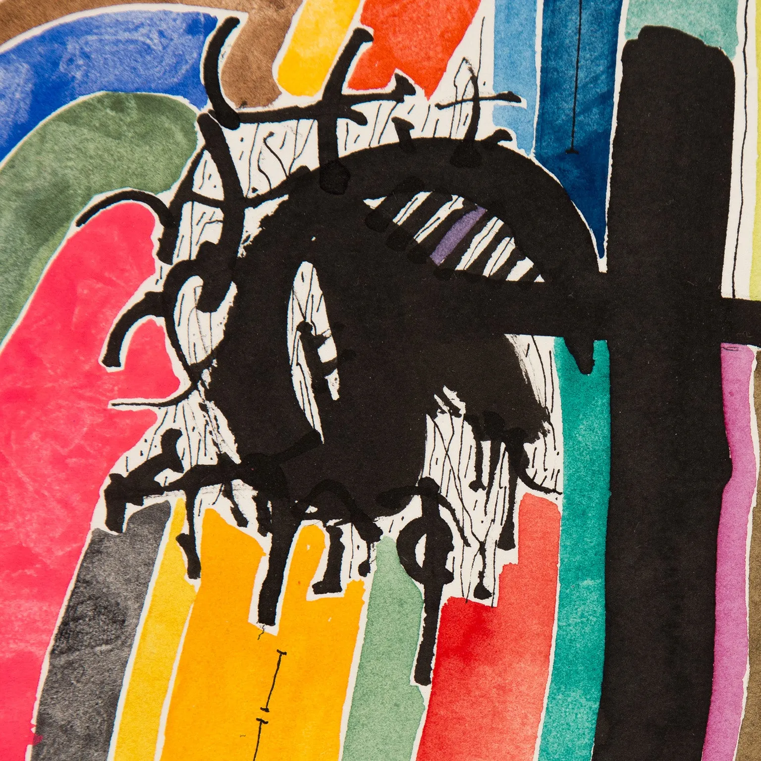 HAROLD TOWN "CHOICE BETWEEN TENTS" MIXED MEDIA, 1986